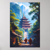 日の出の神秘的な塔の道 ポスター (正面)