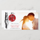 日の出の竹の結婚式の日付の写真カードを保存 セーブザデート (正面/裏面)