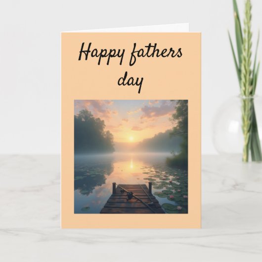 日の出の美しい湖と波止場 サンキューカード (正面)