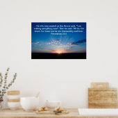 日の出の聖句ヨハネ黙示録21:5ポスター ポスター (キッチン)