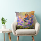 日の出の花に咲く小さな蝶 クッション (椅子)