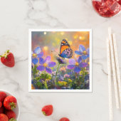 日の出の花に咲く小さな蝶 スタンダードカクテルナプキン (インサイチュ)