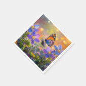 日の出の花に咲く小さな蝶 スタンダードカクテルナプキン (角)
