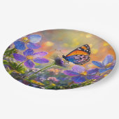 日の出の花に咲く小さな蝶 ペーパープレート (アングル)