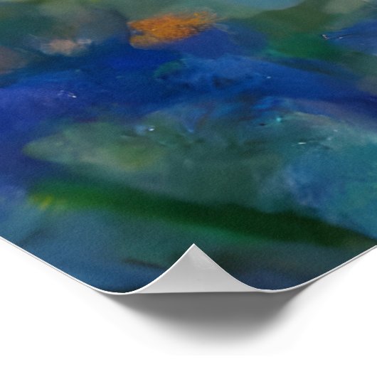 日の出の花に咲く小さな蝶 ポスター (角)