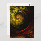 日の出の花の赤い抽象美術の郵便はがき ポストカード (正面/裏面)