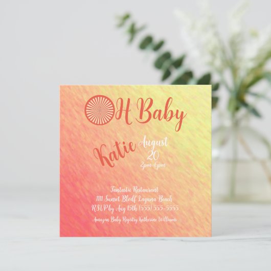 日の出の輝く赤ちゃんシャワー男女兼用- 招待状 (スタンド正面)