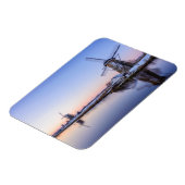 日の出の長方形の間の冬の風車 マグネット (左側)