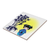 日の出の間のタケの日本のなkokeshiの人形 タイル (側面)