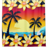 日の出の青い波 シャワーカーテン (正面)