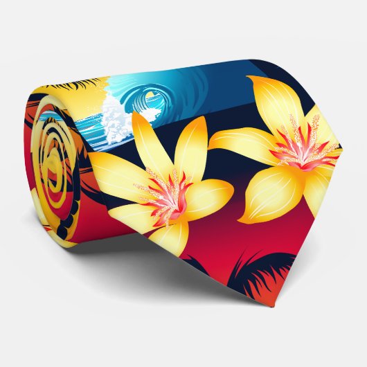 日の出の青い波 ネクタイ (ロール)