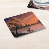 日の出の風景と湖とデール–51207 スクエアペーパーコースター (アングル)