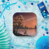 日の出の風景と湖とデール–51207 ペーパープレート (パーティー)