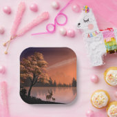 日の出の風景と湖とデール–51207 ペーパープレート (パーティー)