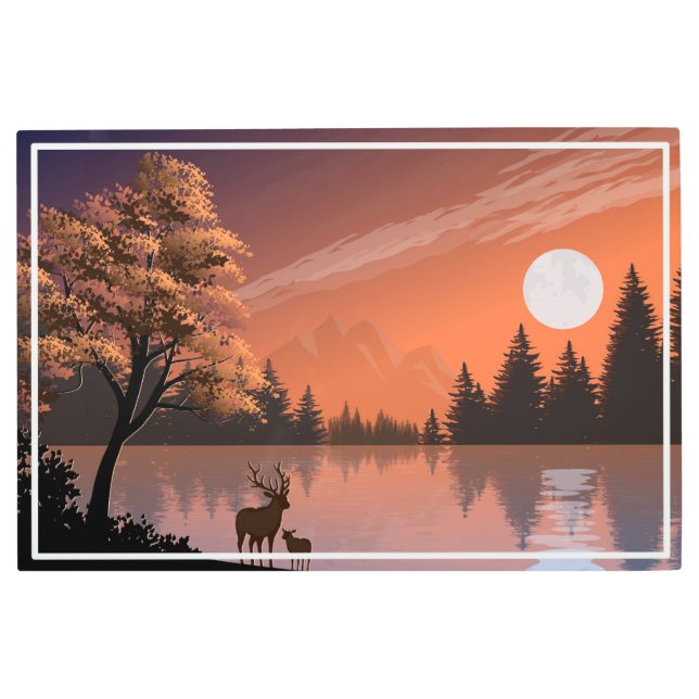 日の出の風景と湖とデール–51207 メタルプリント (正面)