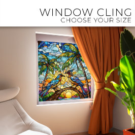 日の出の鳥ステンドグラス・アート ウィンドウサイン