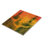 日の出の3本の松/炎の色の夕日 タイル (側面)