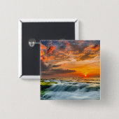 日の出のManyarのビーチ 缶バッジ (正面&裏面)