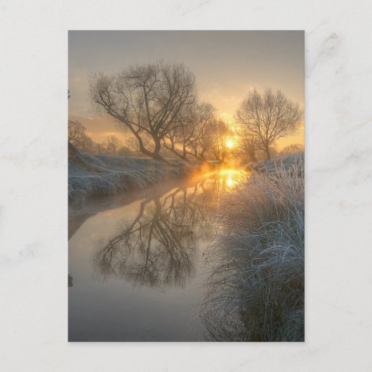 日の出は早朝の霧を燃焼させます ポストカード (正面)