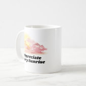 日の出を感謝する コーヒーマグカップ (正面左)