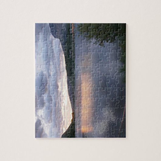 日の出アットスワイフトカレント湖I ジグソーパズル (縦)