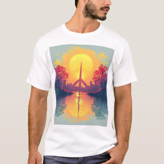 日の出アーティスティックリフレクションTシャツ Tシャツ
