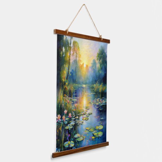 日の出インスパイア印象派のモネユリ池 吊り下げ型タペストリー (傾斜あり)