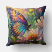 日の出カラフルで蝶と野花 クッション (裏面)