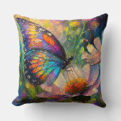 日の出カラフルで蝶と野花 クッション (正面)