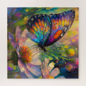 日の出カラフルで蝶と野花 ジグソーパズル (横)