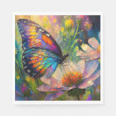 日の出カラフルで蝶と野花 スタンダードランチョンナプキン (正面)
