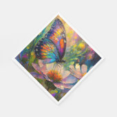 日の出カラフルで蝶と野花 スタンダードランチョンナプキン (角)