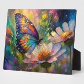 日の出カラフルで蝶と野花 フォトプラーク (側面)