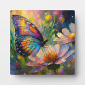 日の出カラフルで蝶と野花 フォトプラーク (正面)