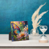 日の出カラフルで蝶と野花 フォトプラーク (インサイチュ)