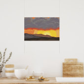 日の出ニューメキシコの首都の山々 ポスター (キッチン)