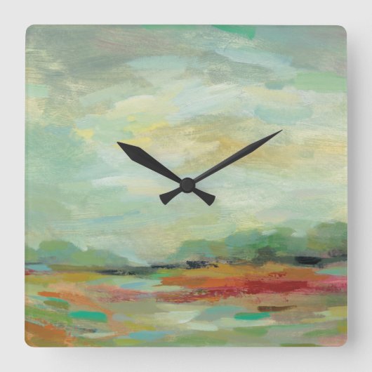 日の出分野の抽象芸術のプリント|シルビアVassileva スクエア壁時計 (正面)