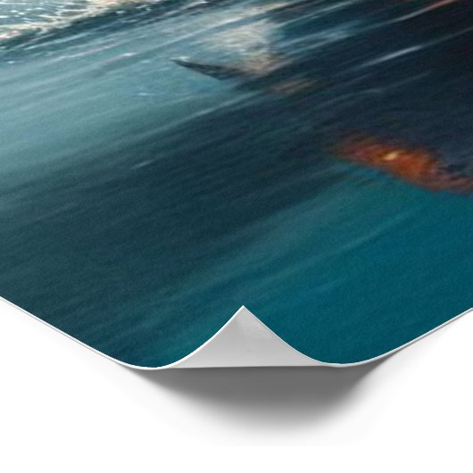 日の出威厳のあるで魚を捕るワシ ポスター (角)