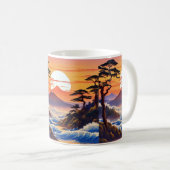 日の出日本のの夕日の風景 コーヒーマグカップ (正面右)