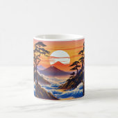 日の出日本のの夕日の風景 コーヒーマグカップ (中央)