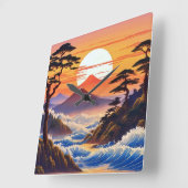 日の出日本のの夕日の風景 スクエア壁時計 (傾斜)