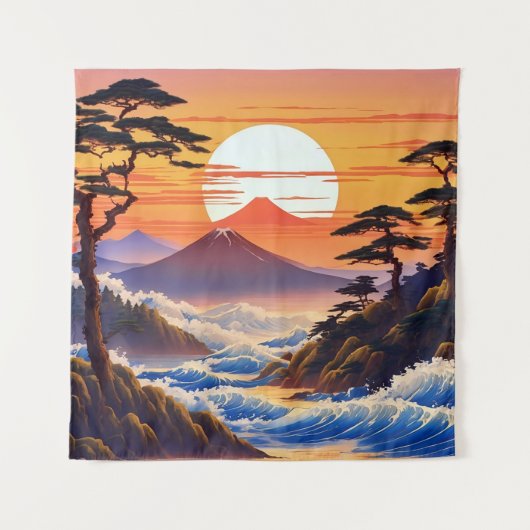 日の出日本のの夕日の風景 タペストリー (正面)