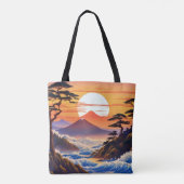 日の出日本のの夕日の風景 トートバッグ (裏面)