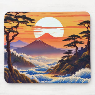 日の出日本のの夕日の風景 マウスパッド