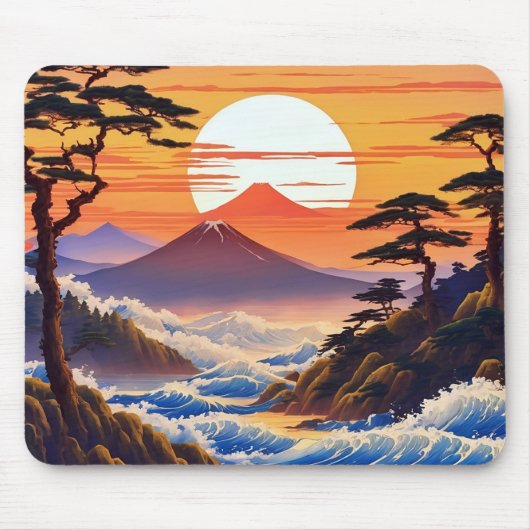日の出日本のの夕日の風景 マウスパッド (正面)