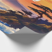 日の出日本のの夕日の風景 ラッピングペーパー (角)