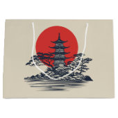 日の出日本のの美しい風景 ラージペーパーバッグ (正面)