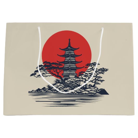 日の出日本のの美しい風景 ラージペーパーバッグ (正面)