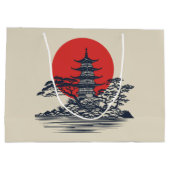 日の出日本のの美しい風景 ラージペーパーバッグ (裏面)