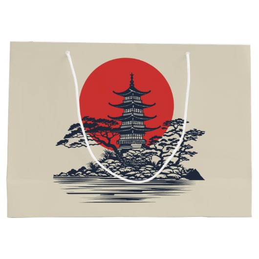 日の出日本のの美しい風景 ラージペーパーバッグ (裏面)